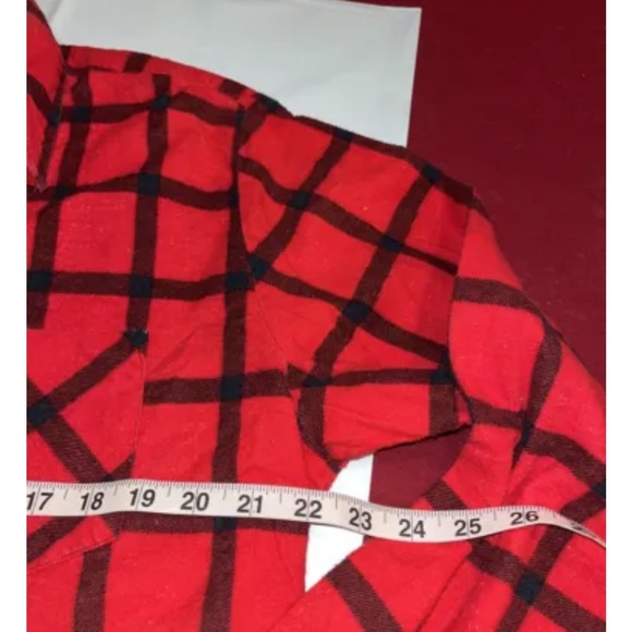 RED Fieldmaster 90s FLANNEL SHIRT Wide black Plaid cotton 2 Pockets MENS LARGE L - Picture 6 of 12